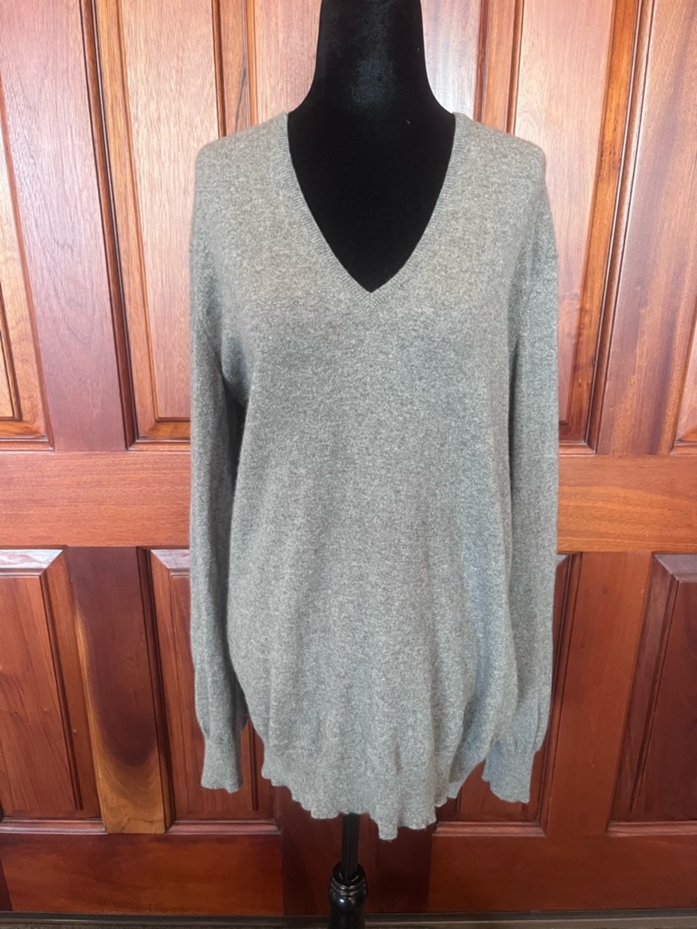 Jeanne Lanvin V-Neck Gray Cashmere Sweater Sz M Made In Paris Vintage